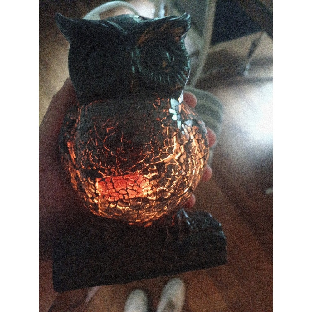 Tiffany style mosaic stained glass owl night light table lamp